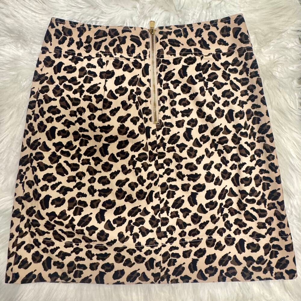 2010s Marc by Marc Jacobs Cheetah Print Cotton Mini Skirt Gold Zip Pleated Sz 4 - Picture 4 of 8